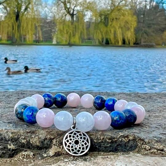 Minerální náramek lapis lazuli, růženín, jadeit - JEZERO